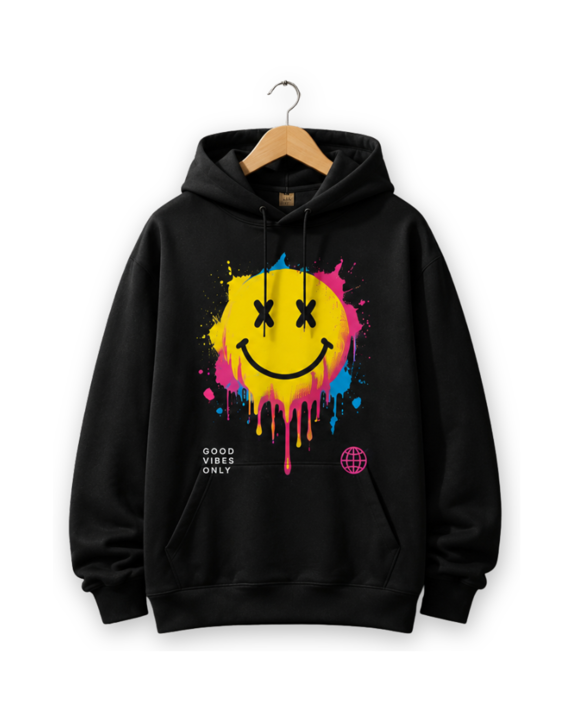 Hoodie Good Vibes Negro Unisex